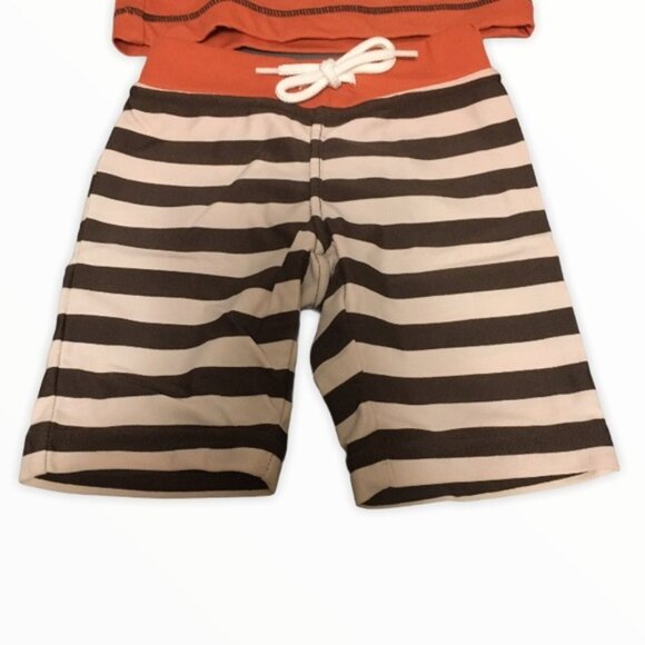 Gymboree Peace/Striped Rashgaurd and trunks 6-12M - Picture 3 of 7